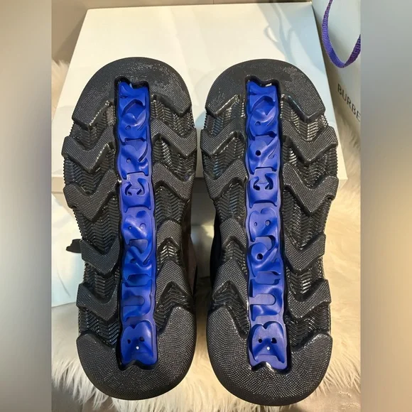 Burberry Black and Blue Fur Boots